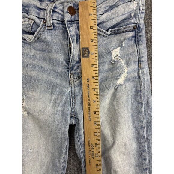 BKE Billie Jeans Womens 25x27 Light Wash Slim High Rise Cropped Flare Distressed - Picture 4 of 8